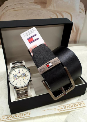 Подарочный набор часы, ремень и коробка 1602279