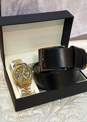Подарочный набор часы, ремень и коробка 1602281