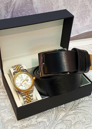 Подарочный набор часы, ремень и коробка 1602283