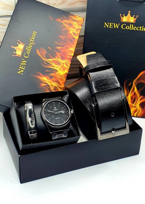 Подарочный набор часы, браслет, ремень и коробка 1602663