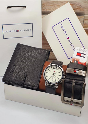 Подарочный набор часы, ремень, кошелёк  и коробка 1603731