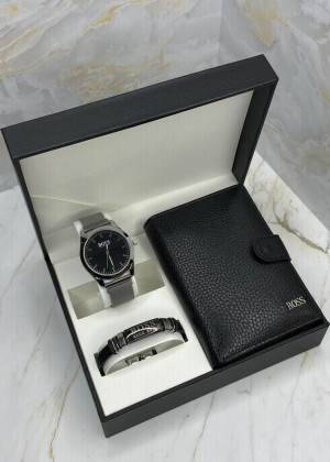 Подарочный набор часы, браслет, кошелёк и коробка 1785591