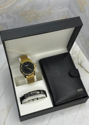 Подарочный набор часы, браслет, кошелёк и коробка 1785593