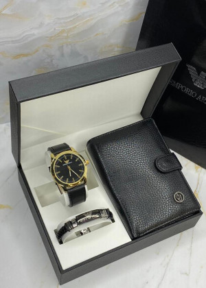 Подарочный набор часы, браслет, кошелёк и коробка 1785594