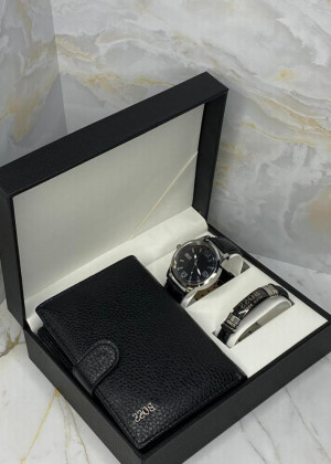 Подарочный набор часы, браслет, кошелёк и коробка 1785597