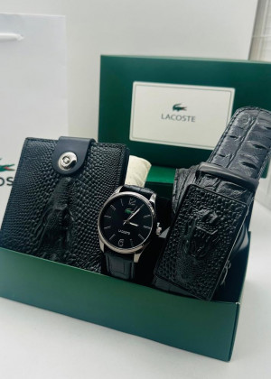 Подарочный набор для мужчины ремень, часы, кошелек + коробка 2089416