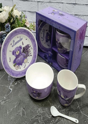 Подарочный набор посуды детский lavender, керамический набор посуды 2089545