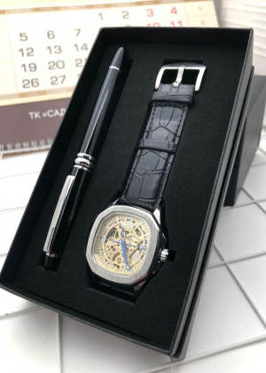 Подарочный набор для мужчины часы, ручка + коробка 2099139