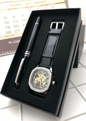 Подарочный набор для мужчины часы, ручка + коробка 2099140