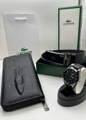 Подарочный набор для мужчины ремень, кошелек, часы + коробка 2165865
