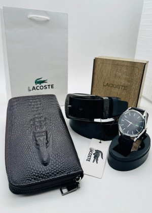 Подарочный набор для мужчины ремень, кошелек, часы + коробка 2165870