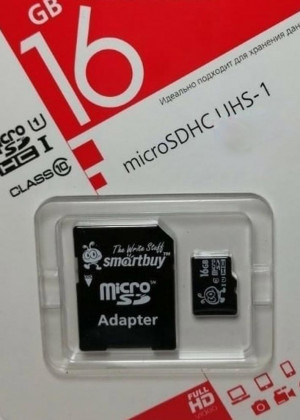 Карта памяти microsd SDHC 16GB и адаптер 2166503