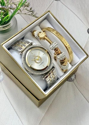 Подарочный набор для женщин часы, 2 браслета + коробка 2340838