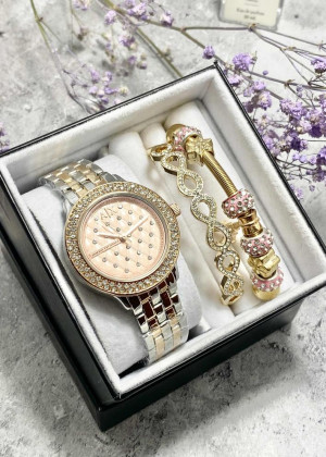 Подарочный набор для женщин часы, 2 браслета + коробка 2340863
