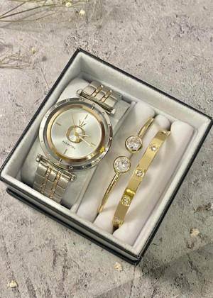 Подарочный набор для женщин часы, 2 браслета + коробка 2340873