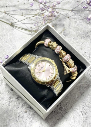 Подарочный набор для женщин часы и браслет+ коробка 2340884