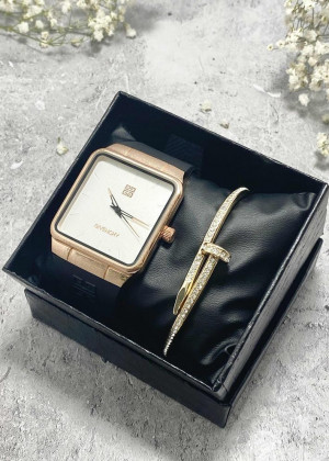 Подарочный набор для женщин часы и браслет+ коробка 2340893