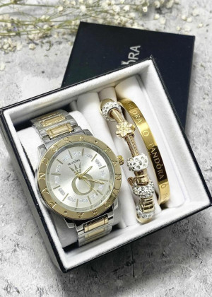 Подарочный набор для женщин часы, 2 браслета + коробка 2351812