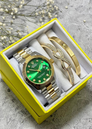 Подарочный набор для женщин часы, 2 браслета + коробка 2351883