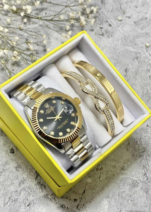 Подарочный набор для женщин часы, 2 браслета + коробка 2351888