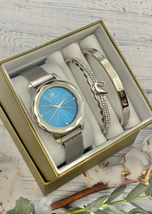 Подарочный набор для женщин часы, 2 браслета + коробка 2351898