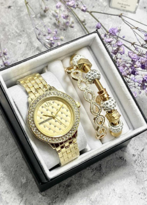 Подарочный набор для женщин часы, 2 браслета + коробка 2351998