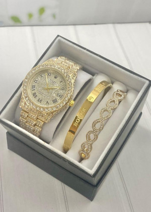 Подарочный набор для женщин часы, 2 браслета + коробка 2352025