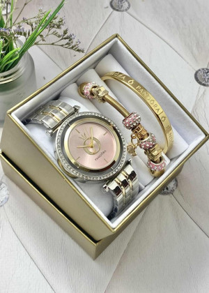 Подарочный набор для женщин часы, 2 браслета + коробка 2352028