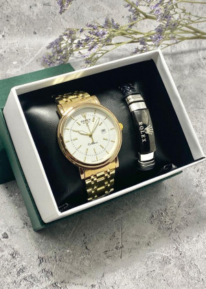 Подарочный набор для мужчины часы и браслет + коробка 2352059