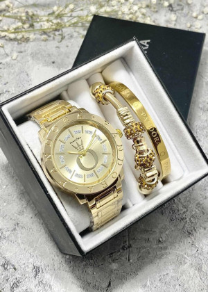 Подарочный набор для женщин часы, 2 браслета + коробка 2361465