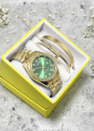 Подарочный набор для женщин часы, 2 браслета + коробка 2361480