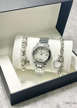 Подарочный набор для женщин часы, 2 браслета + коробка 2361493