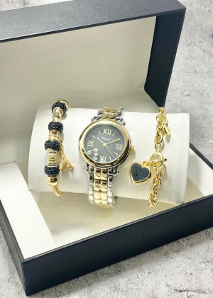 Подарочный набор для женщин часы, 2 браслета + коробка 2361494