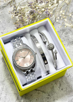 Подарочный набор для женщин часы, 2 браслета + коробка 2361499