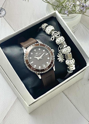 Подарочный набор для женщин часы и браслет+ коробка 2361511