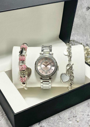 Подарочный набор для женщин часы, 2 браслета + коробка 2361512