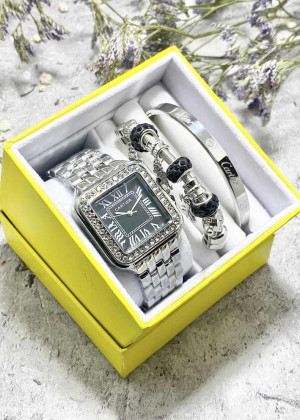 Подарочный набор для женщин часы, 2 браслета + коробка 2361528