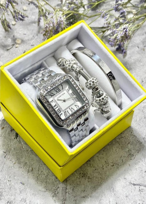 Подарочный набор для женщин часы, 2 браслета + коробка 2361529