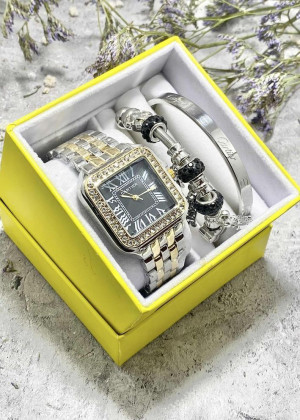 Подарочный набор для женщин часы, 2 браслета + коробка 2361531