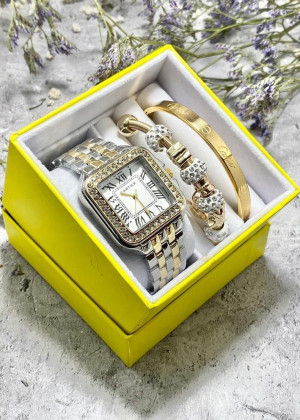Подарочный набор для женщин часы, 2 браслета + коробка 2361533