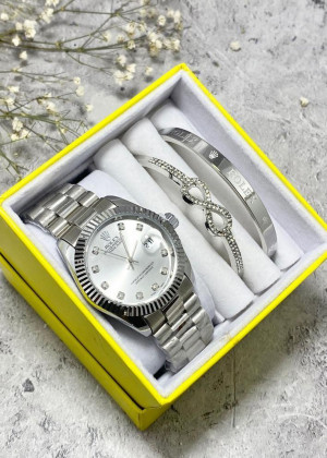 Подарочный набор для женщин часы, 2 браслета + коробка 2361538