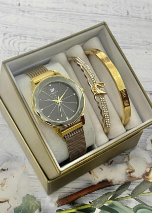 Подарочный набор для женщин часы, 2 браслета + коробка 2361551