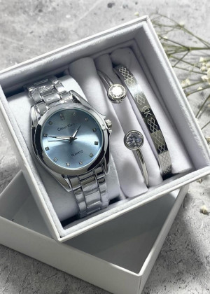 Подарочный набор для женщин часы, 2 браслета + коробка 2361554