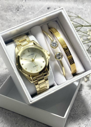 Подарочный набор для женщин часы, 2 браслета + коробка 2361559