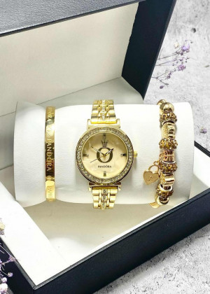 Подарочный набор для женщин часы, 2 браслета + коробка 2361570