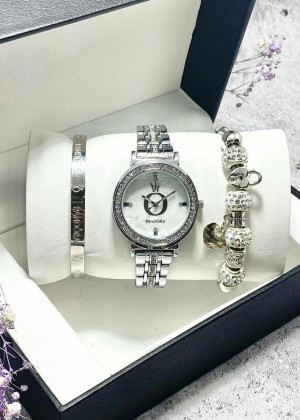 Подарочный набор для женщин часы, 2 браслета + коробка 2361574