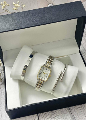 Подарочный набор для женщин часы, 2 браслета + коробка 2361656