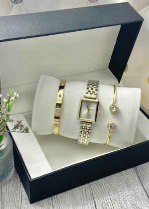 Подарочный набор для женщин часы, 2 браслета + коробка 2361667