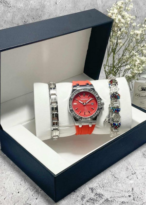 Подарочный набор для женщин часы, 2 браслета + коробка 2361682
