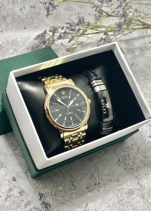 Подарочный набор для мужчины часы и браслет + коробка 2361698